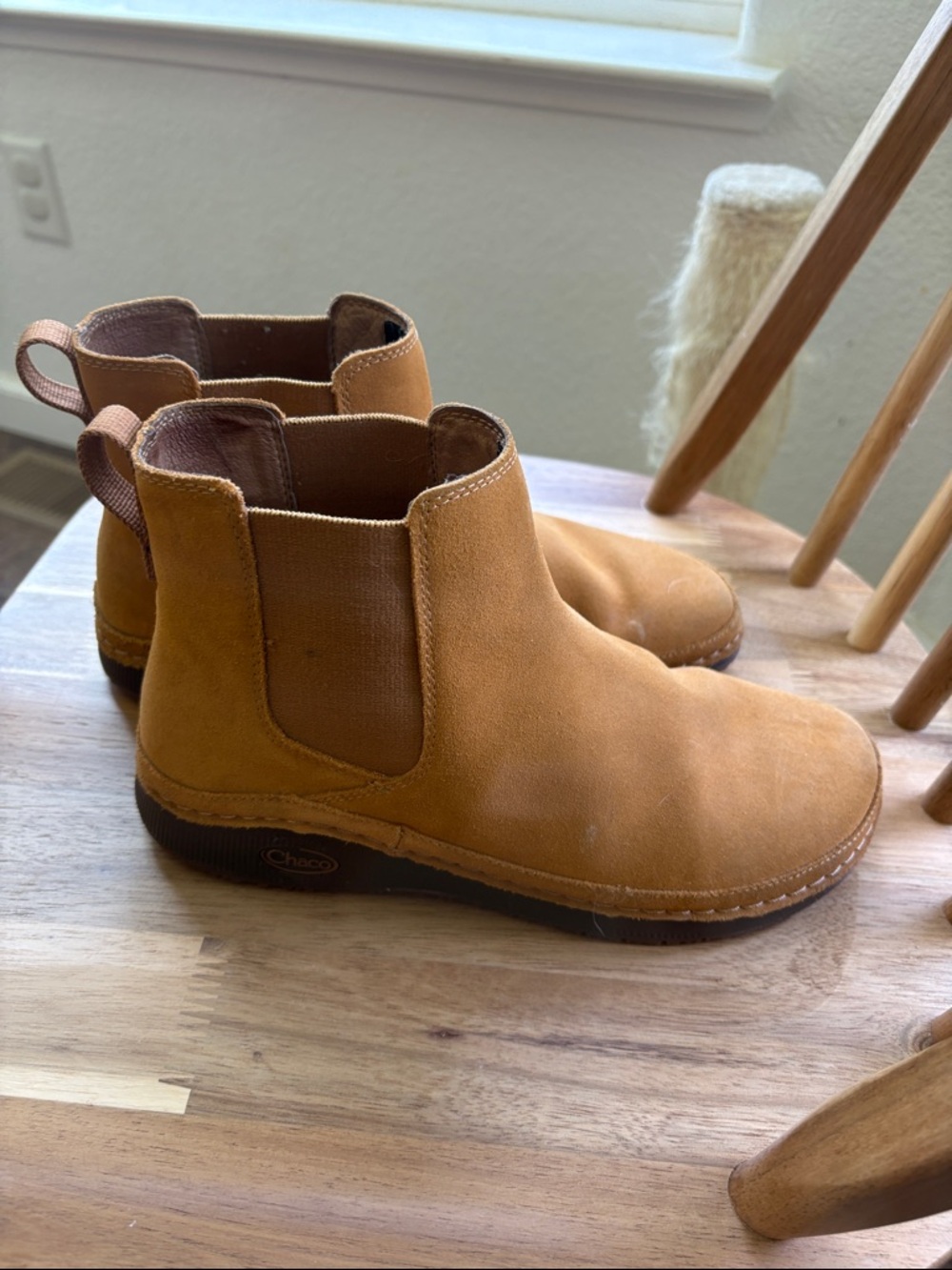 Women’s Tan Suede Chelsea Boots - Slip-On Comfort - Picture 3 of 10